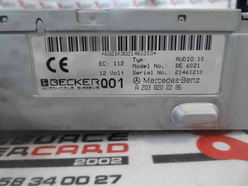 SISTEMA AUDIO RADIO CD MERCEDES CLASE C SPORTCOUPE 2002 2.2 CDI (143 CV)