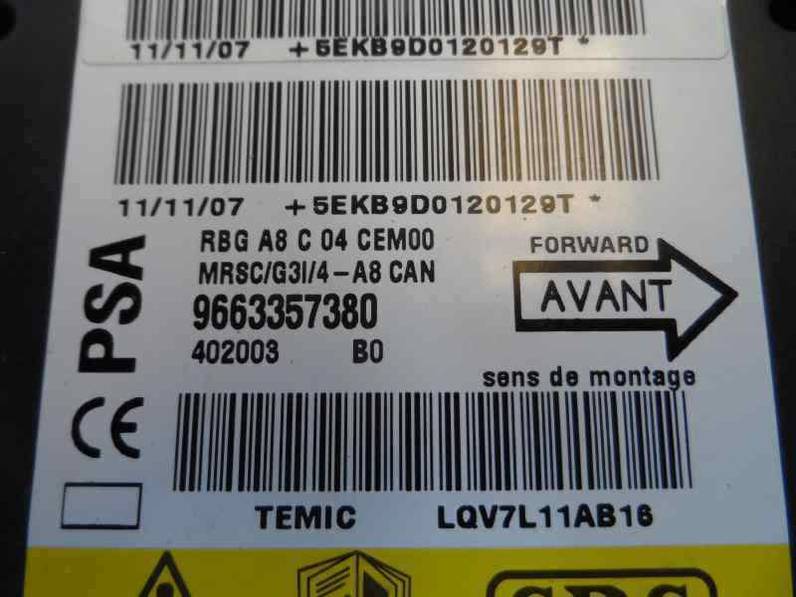 CENTRALITA AIRBAG CITROEN C3 2008 1.1 (60 CV)