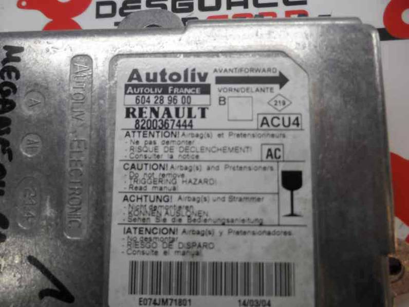 CENTRALITA AIRBAG RENAULT MEGANE II CLASSIC BERLINA 2004 1.5 DCI D (82 CV)