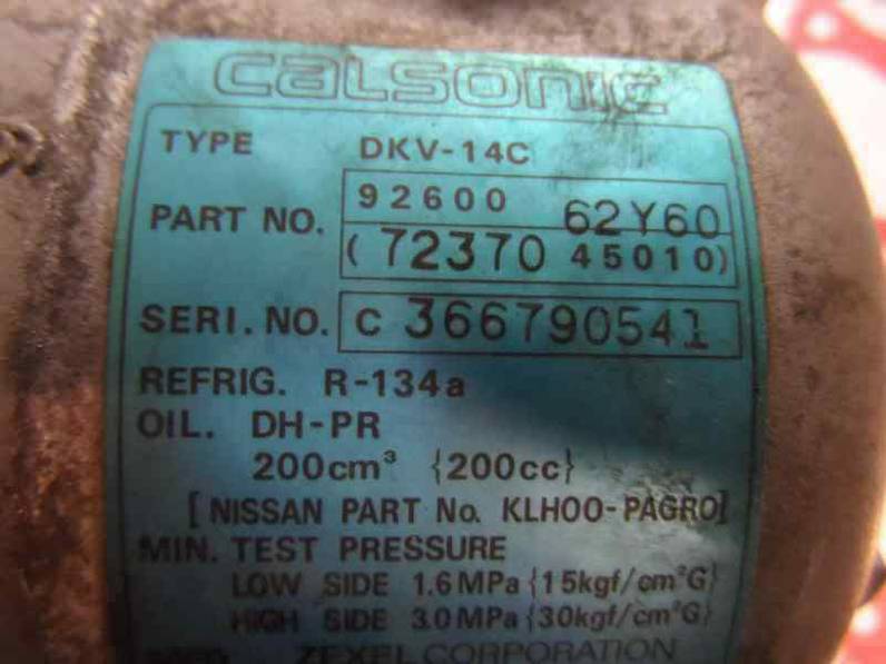 COMPRESOR AIRE ACONDICIONADO NISSAN SUNNY BERLINA 1990 1.6 16V (102 CV)