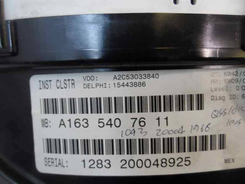 CUADRO INSTRUMENTOS MERCEDES CLASE M 2003 2.7 CDI 20V (163 CV)