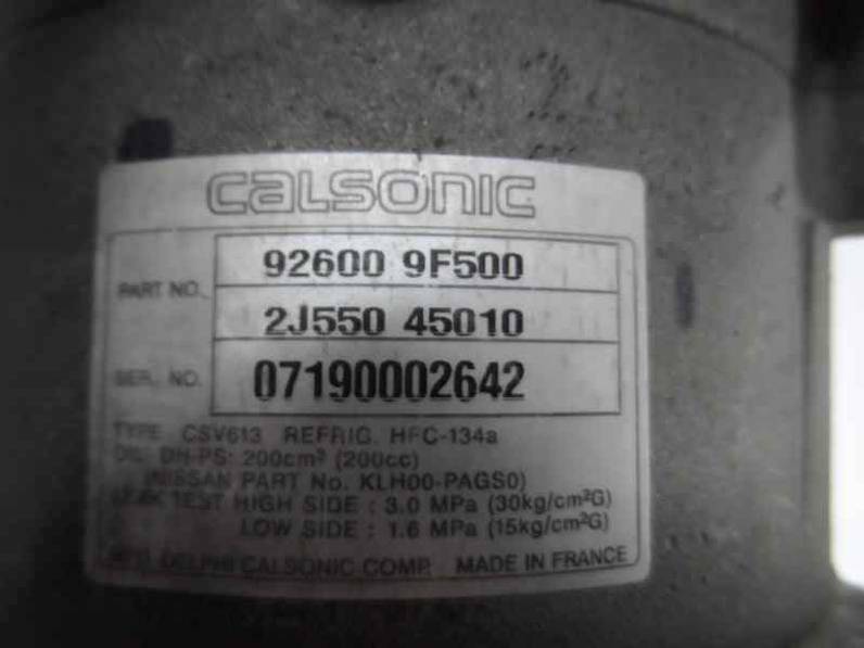 COMPRESOR AIRE ACONDICIONADO NISSAN ALMERA 2001 1.5 16V (90 CV)