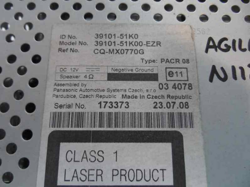 SISTEMA AUDIO RADIO CD OPEL AGILA B 2009 1.3 16V CDTI (75 CV)