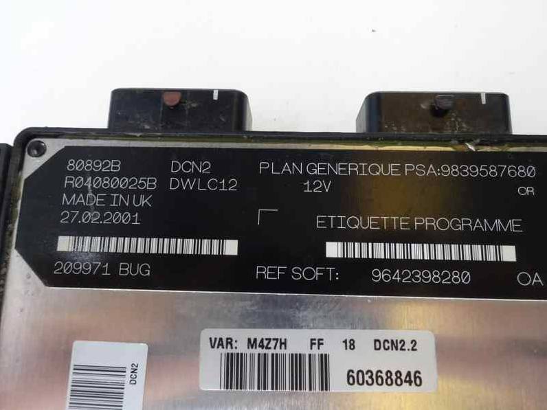 CENTRALITA MOTOR UCE PEUGEOT PARTNER 2002 1.9 D (69 CV)