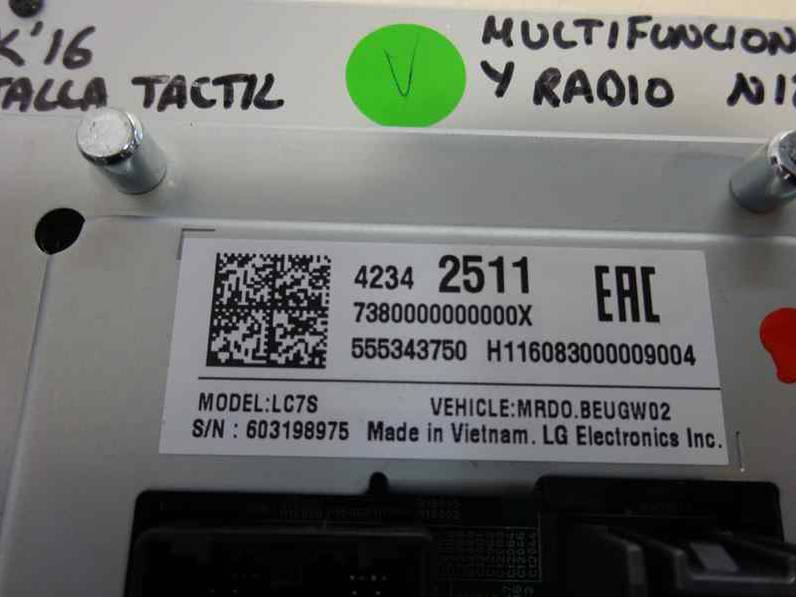 PANTALLA MULTIFUNCION OPEL ASTRA K LIM 5TURIG 2016 1.4 16V SIDI TURBO (125 CV)