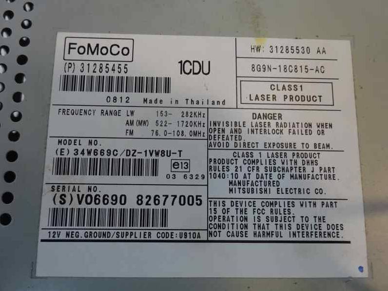 SISTEMA AUDIO RADIO CD VOLVO XC70 2009 2.4 D (185 CV)