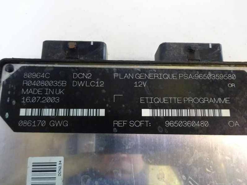 CENTRALITA MOTOR UCE PEUGEOT PARTNER 2003 1.9 D (69 CV)