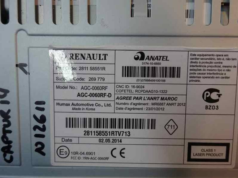 SISTEMA AUDIO RADIO CD RENAULT CAPTUR 2014 1.5 DCI D FAP ENERGY (90 CV)