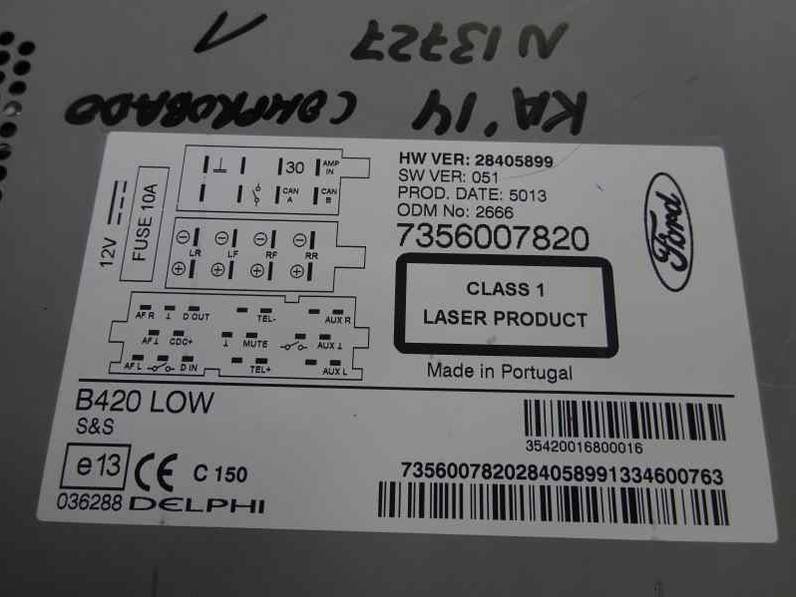 SISTEMA AUDIO RADIO CD FORD KA 2014 1.2 8V (69 CV)