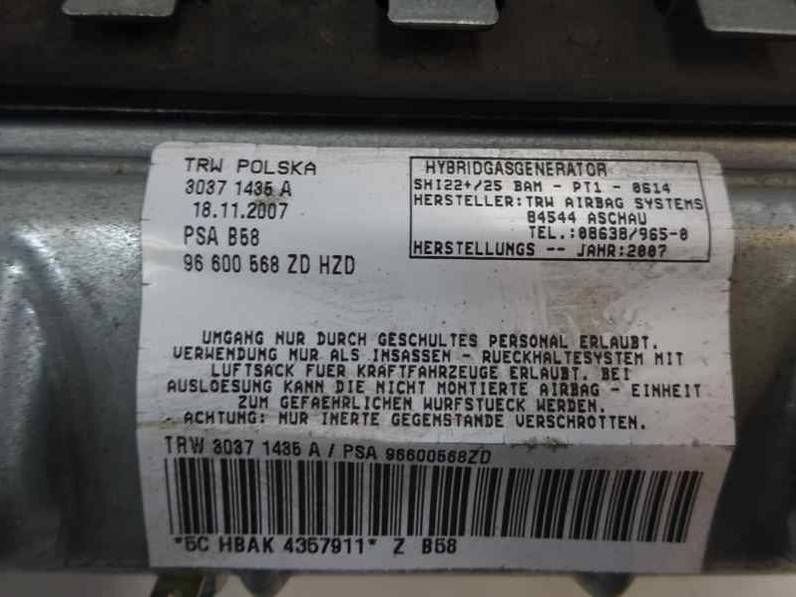 AIRBAG DELANTERO IZQUIERDO CITROEN C4 GRAND PICASSO 2007 2.0 HDI FAP (136 CV)