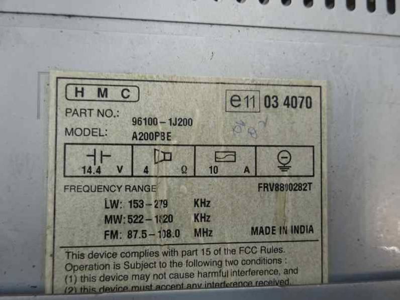 SISTEMA AUDIO RADIO CD HYUNDAI I20 2009 1.2 (78 CV)