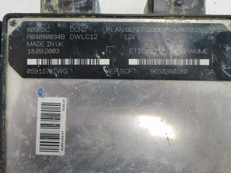 CENTRALITA MOTOR UCE CITROEN BERLINGO 2003 1.9 D (69 CV)