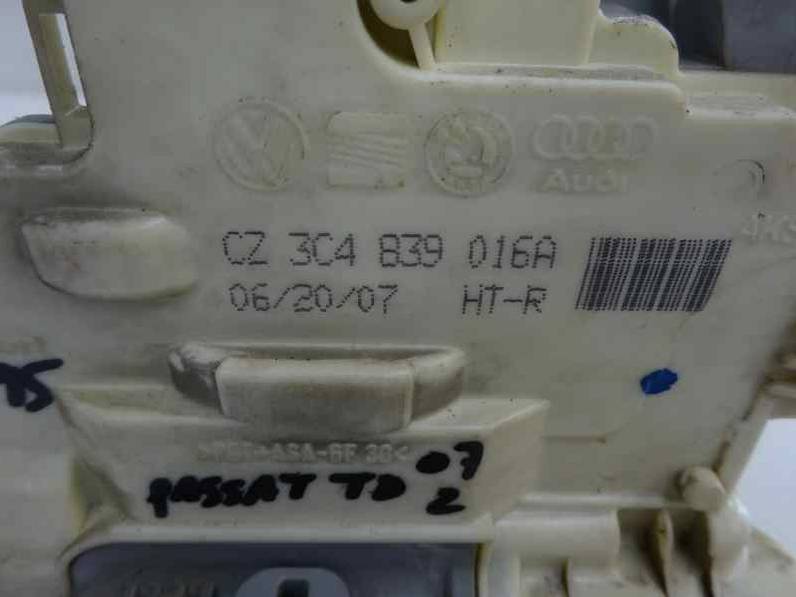 CERRADURA PUERTA TRASERA DERECHA VOLKSWAGEN PASSAT BERLINA 2007 2.0 TDI (140 CV)