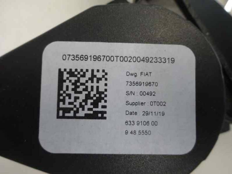 CINTURON SEGURIDAD TRASERO IZQUIERDO FIAT TIPO II SEDAN 2020 1.3 16V M-JET (95 CV)