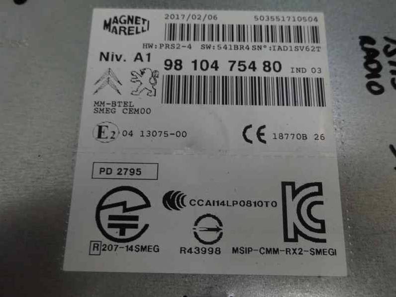 SISTEMA AUDIO RADIO CD PEUGEOT 308 SW 2017 1.6 BLUE-HDI FAP (120 CV)