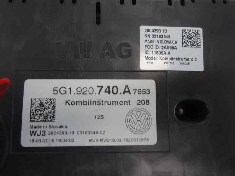 CUADRO INSTRUMENTOS VOLKSWAGEN GOLF VII LIM 2016 1.4 16V TSI (125 CV)
