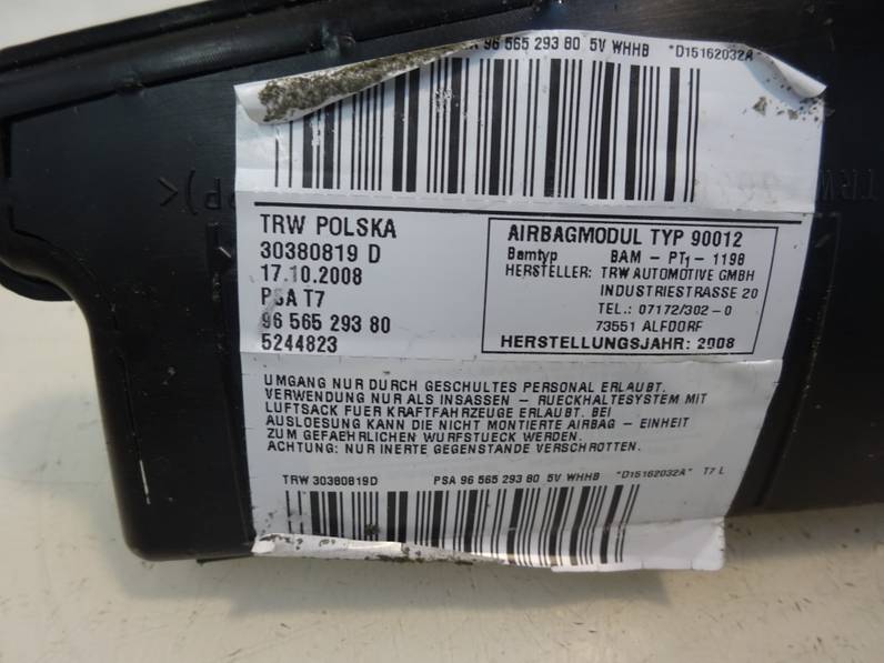 AIRBAG DELANTERO DERECHO PEUGEOT 308 SW 2008 1.6 HDI FAP (109 CV)