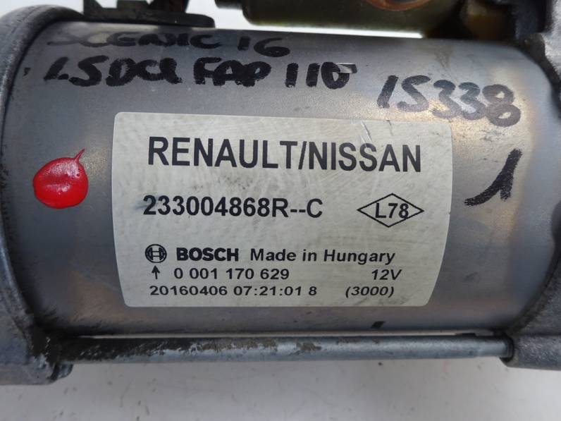 MOTOR ARRANQUE RENAULT SCENIC III 2016 1.5 DCI D FAP (110 CV)