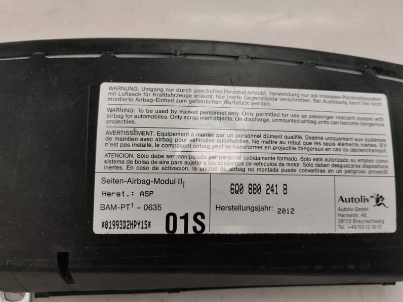 AIRBAG DELANTERO IZQUIERDO SKODA FABIA 2012 1.2 8V TSI (86 CV)