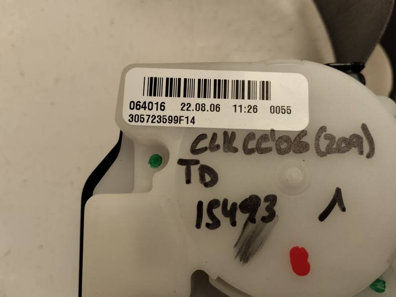 CINTURON SEGURIDAD TRASERO DERECHO MERCEDES CLASE CLK COUPE 2006 1.8 (163 CV)