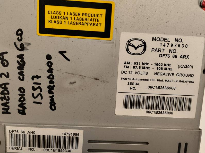 SISTEMA AUDIO RADIO CD MAZDA 2 LIM 2009 1.4 D (68 CV)