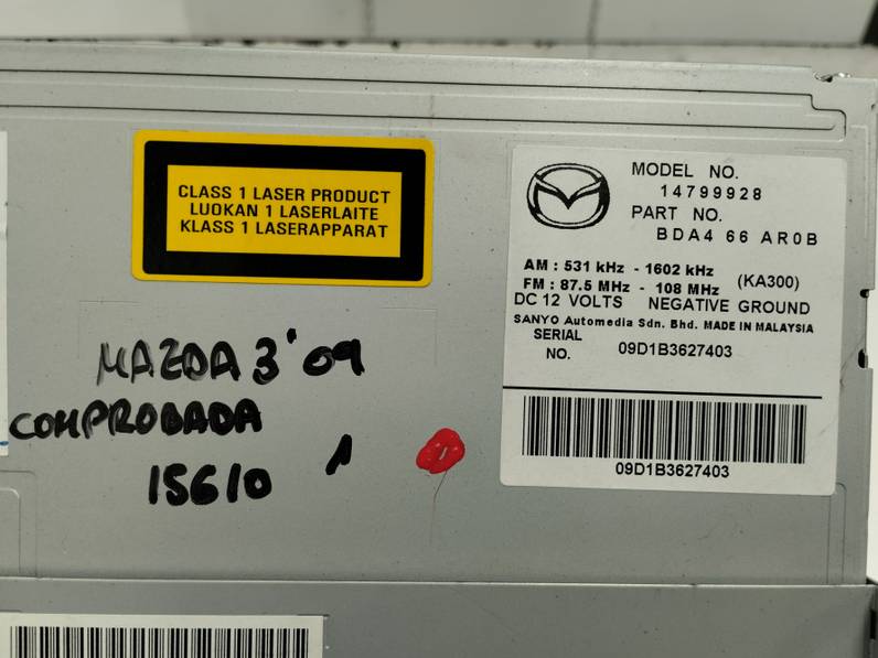 SISTEMA AUDIO RADIO CD MAZDA 3 LIM 2009 2.2 TURBODIESEL (150 CV)