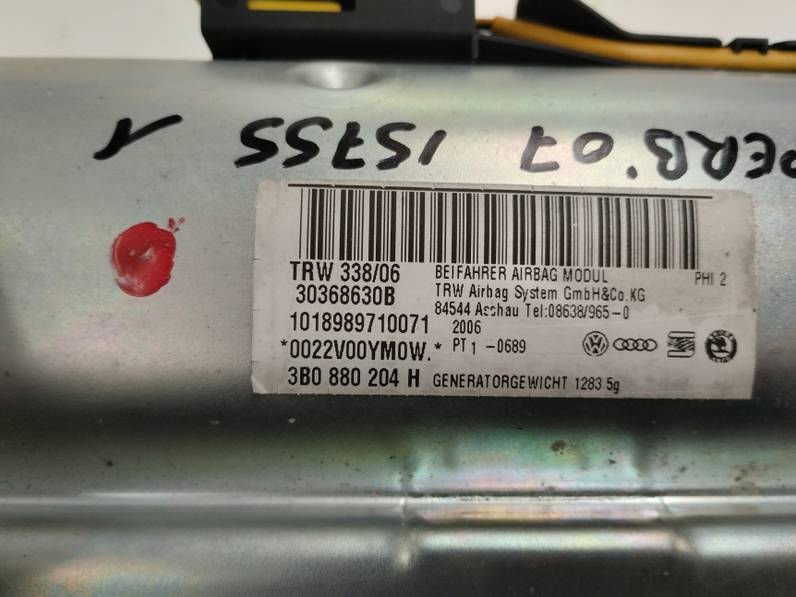 AIRBAG DELANTERO DERECHO SKODA SUPERB 2007 2.0 TDI DPF (140 CV)