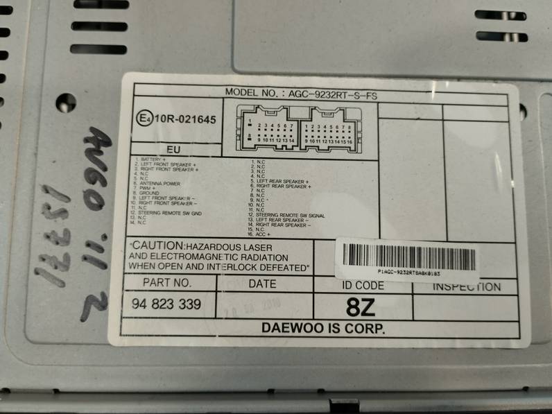 SISTEMA AUDIO RADIO CD CHEVROLET AVEO 2011 1.4 (101 CV)