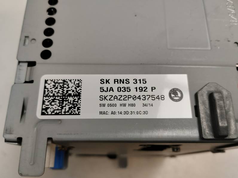 SISTEMA AUDIO RADIO CD SKODA RAPID 2014 1.2 8V TSI (86 CV)