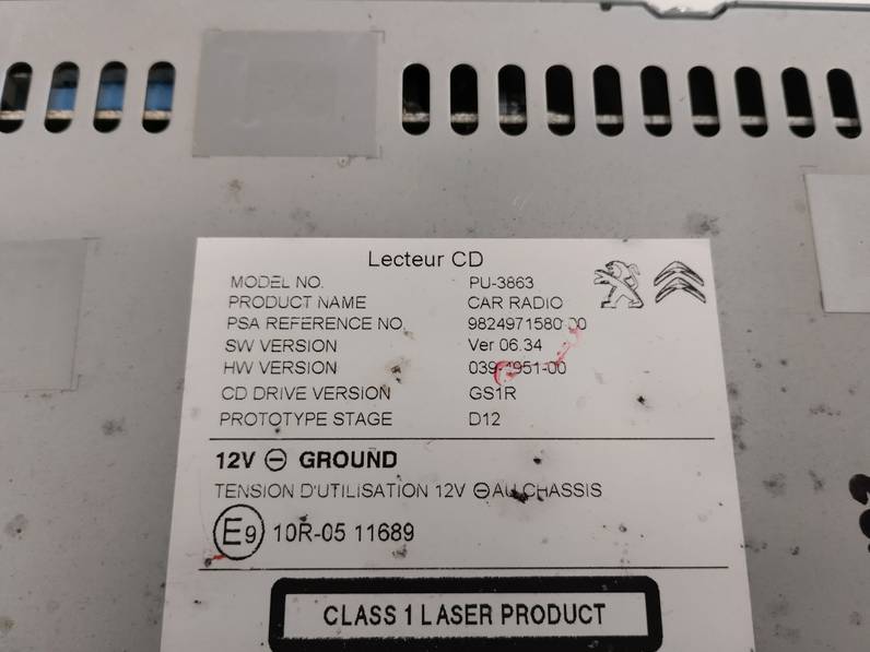 SISTEMA AUDIO RADIO CD CITROEN C4 LIM 2018 1.2 12V E-THP (110 CV)