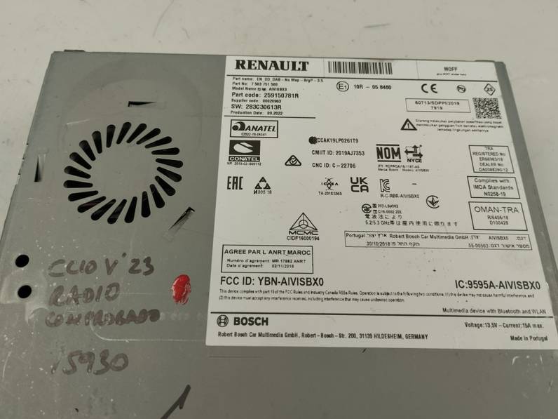 SISTEMA AUDIO RADIO CD RENAULT CLIO V 2023 1.0 TCE BIVALENT. GASOLINA / GPL (101 CV)