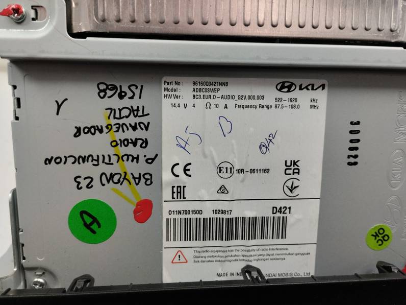 SISTEMA AUDIO RADIO CD HYUNDAI BAYON 2023 1.2 (84CV)