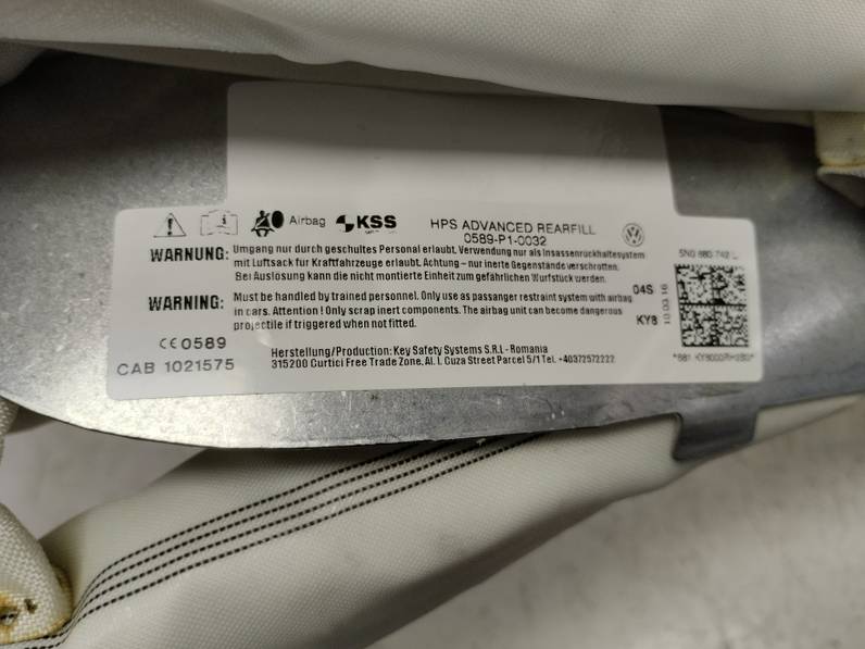 AIRBAG CORTINA DELANTERO DERECHO VOLKSWAGEN TIGUAN 2016 2.0 TDI (110 CV)