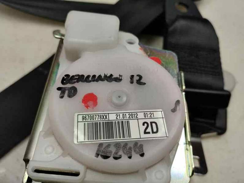 CINTURON SEGURIDAD TRASERO DERECHO CITROEN BERLINGO CUADRO 2012 1.6 HDI (92 CV)