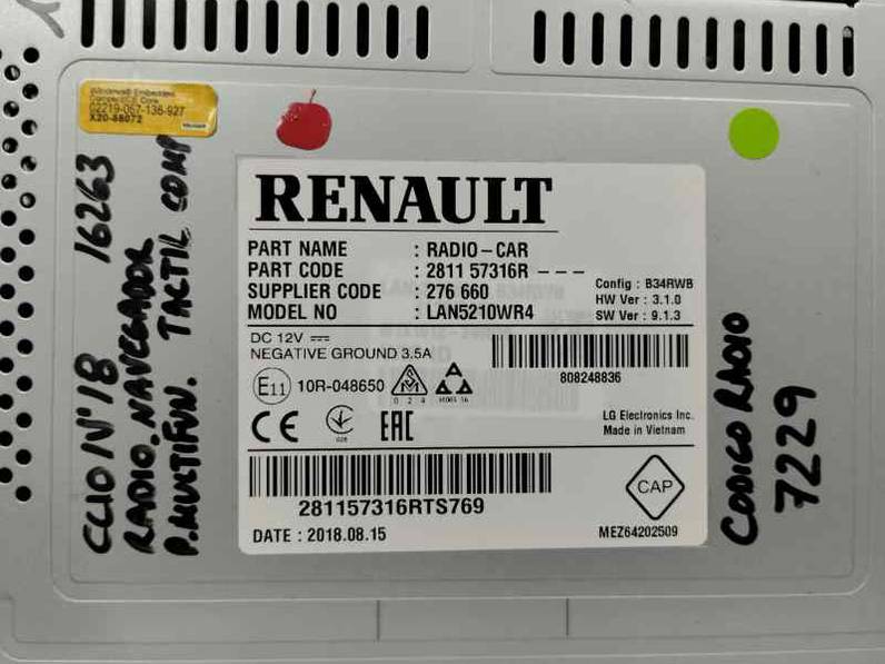 PANTALLA MULTIFUNCION RENAULT CLIO IV 2018 0.9 TCE (90 CV)