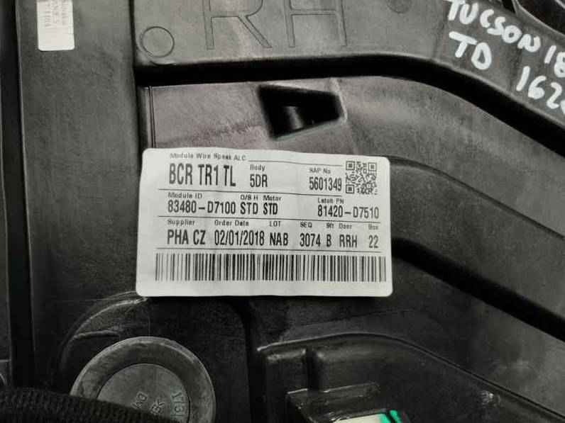 ELEVALUNAS TRASERO DERECHO HYUNDAI TUCSON 2018 1.7 CRDI (116 CV)