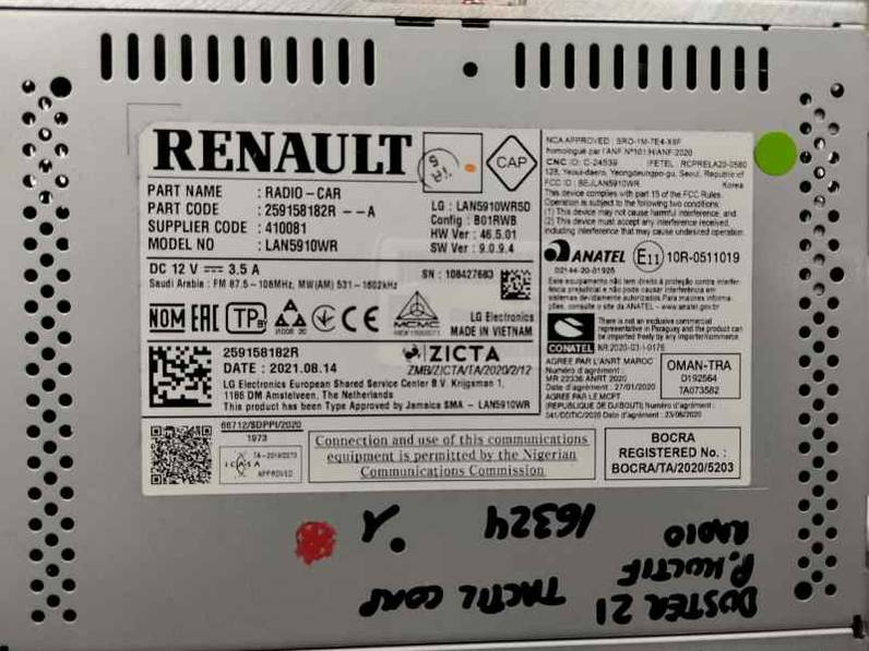 PANTALLA MULTIFUNCION DACIA DUSTER II 2021 1.5 DCI (116 CV)