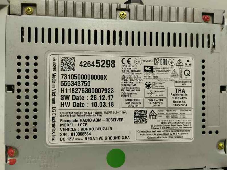 PANTALLA MULTIFUNCION OPEL CORSA E 2019 1.4 MULTIPUNTO (90 CV)